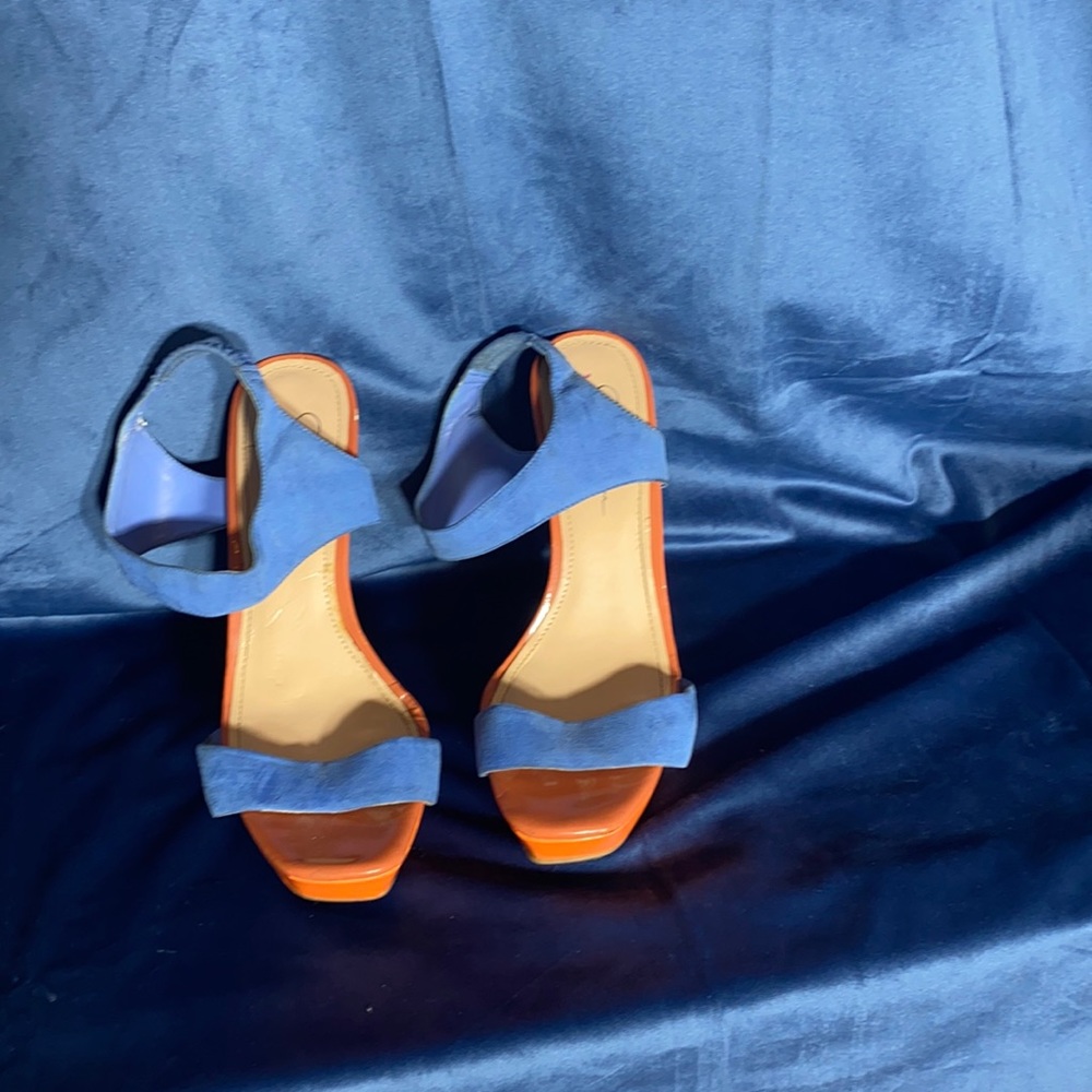 Jessica Simpson blue and orange heeled sandals
